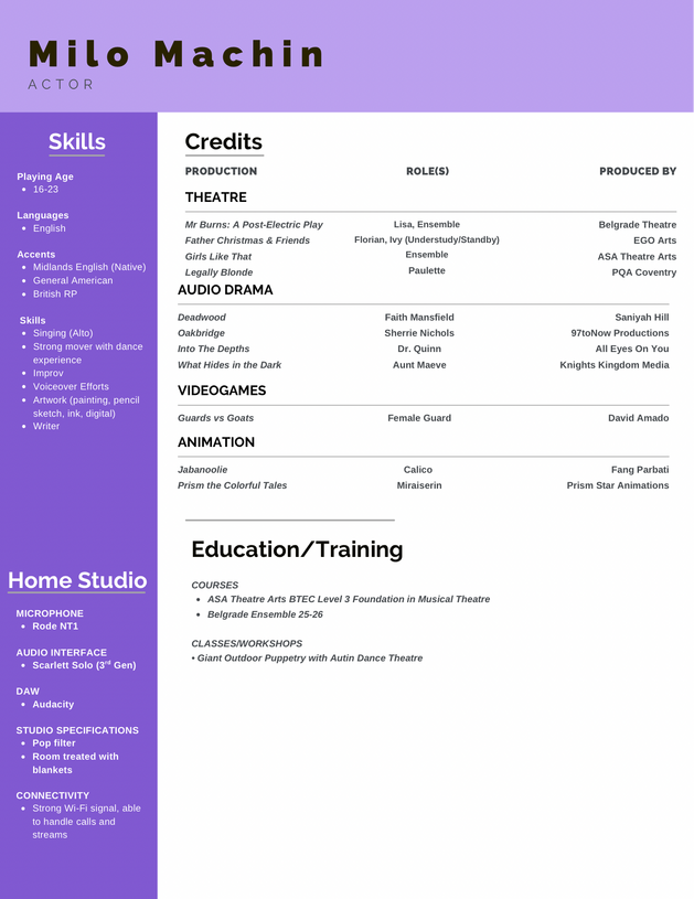 Milo Machin’s CV
